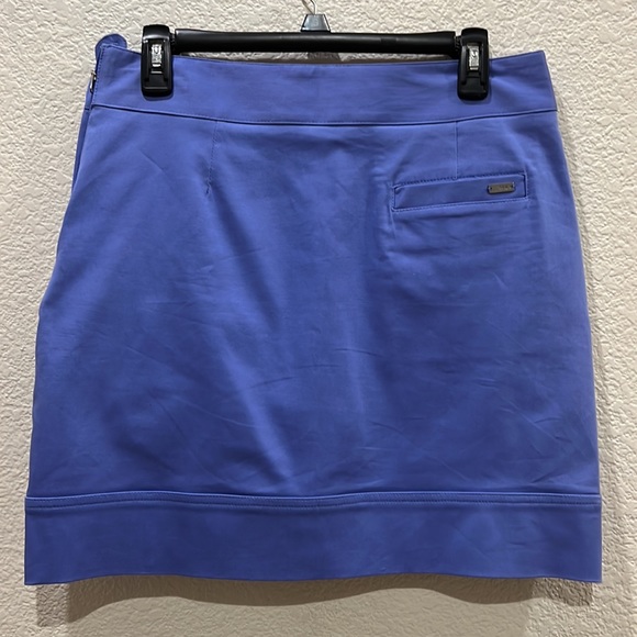 Lija Periwinkle Golf Skort with Front Pockets and One Rear Pocket with Logo - Picture 2 of 6